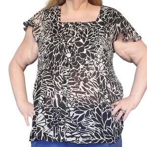 Sere Nade Size 2X Button Up Short Sleeve Semi Sheer Pleated Top Whimsigoth Fairy